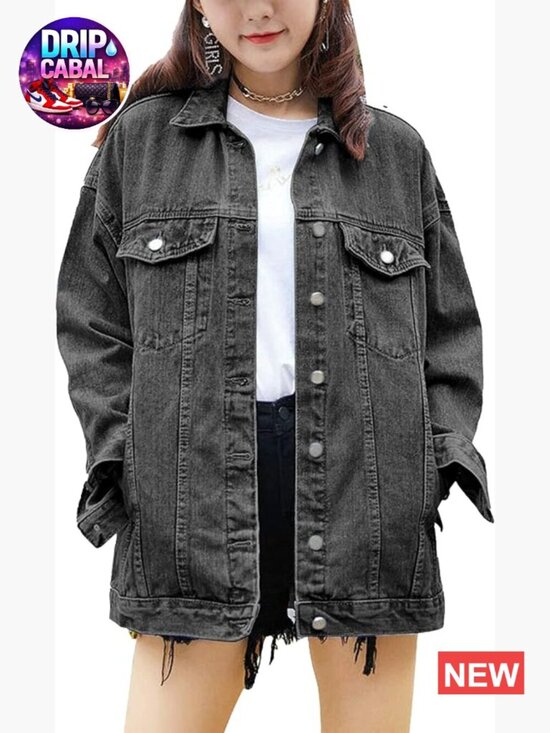 Jackets & Blazers - Women's Oversized Mid Long Denim Jean Biker Coat
